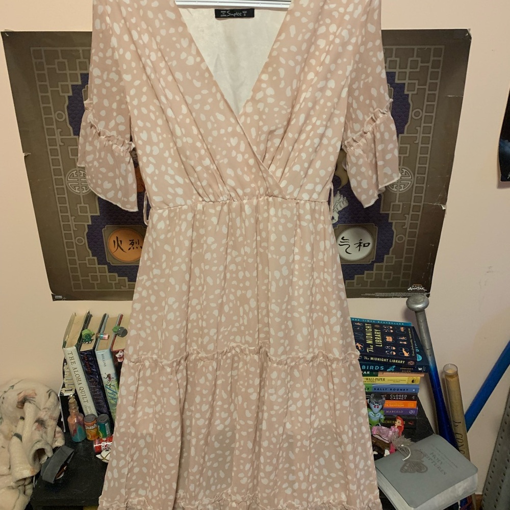 Simple Blush Polka Dot Midi Dress